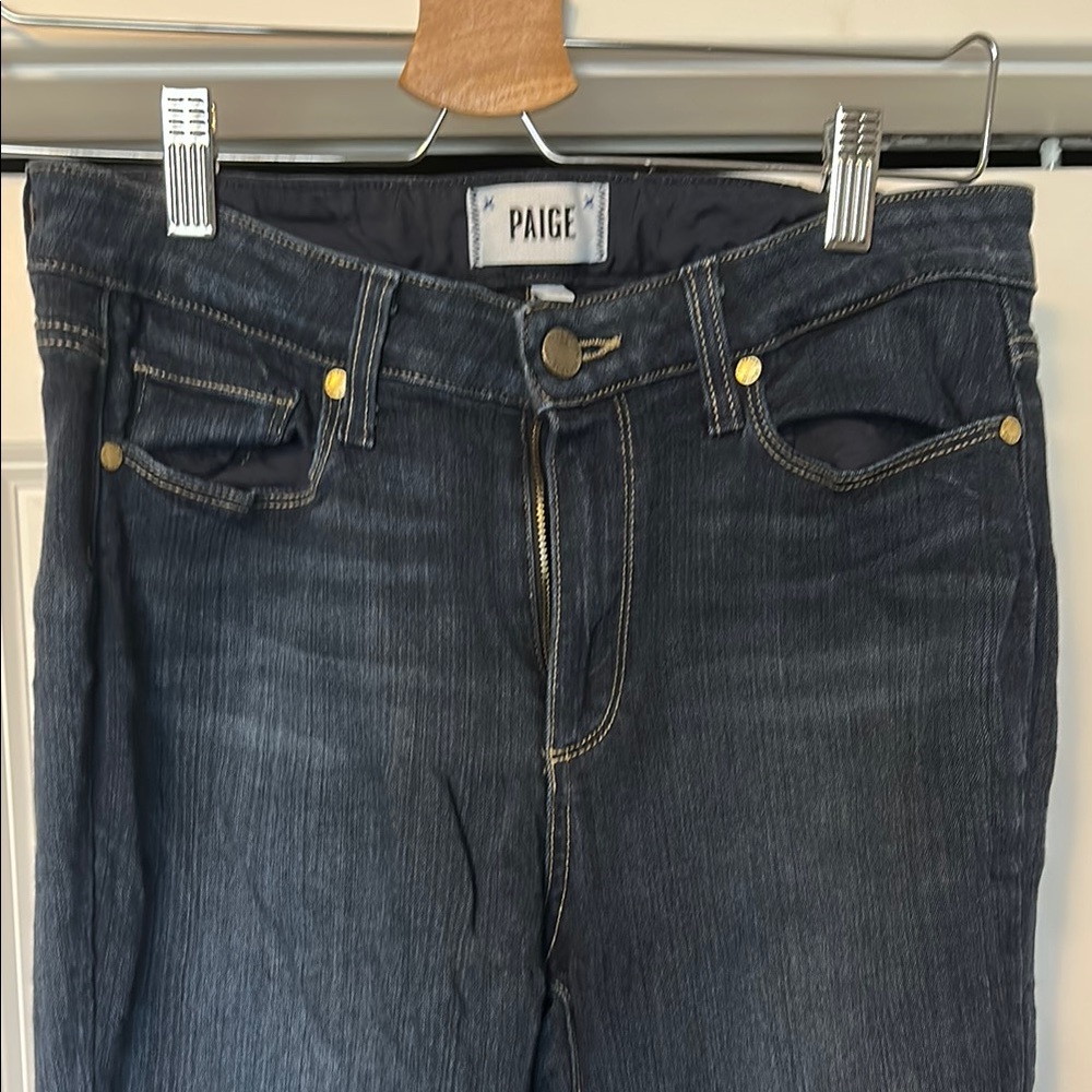 PAIGE High Rise Blue Jeans with Classic Indigo Wash